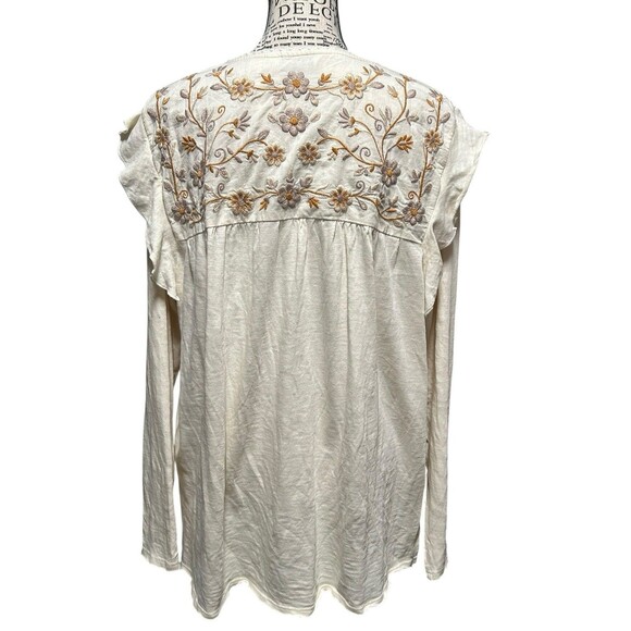 Canyon Retreat Long Sleeve Ivory Embroidered Womens Lg Cottagecore Whimsical - Picture 1 of 10